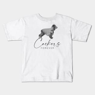 Cocker Spaniel Dog Lover Gift - Ink Effect Silhouette - Cockers Forever Kids T-Shirt